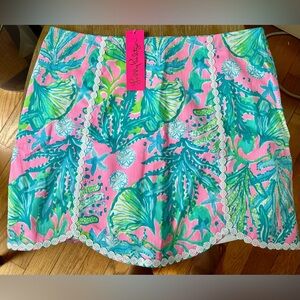 Lilly Pulitzer Tropical Pink and Green Mini Skirt Size 12 New with tags